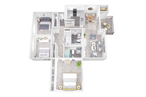 Floor plan for 3 beds, 2 baths, 1150 sqft